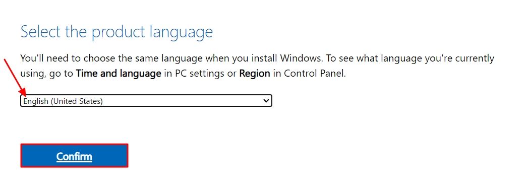 Selecting Language of the Windows 11 ISO File.