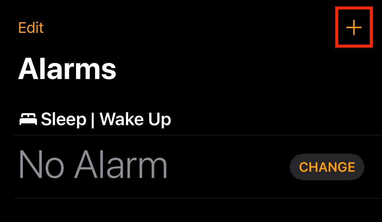 Creating a new alarm on the Watch app on an iPhone.