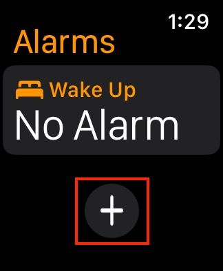 Creating a new alarm in Alarms app on an Apple Watch.