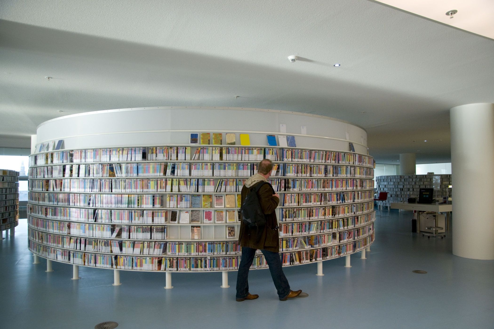 Library with DVDs interior.