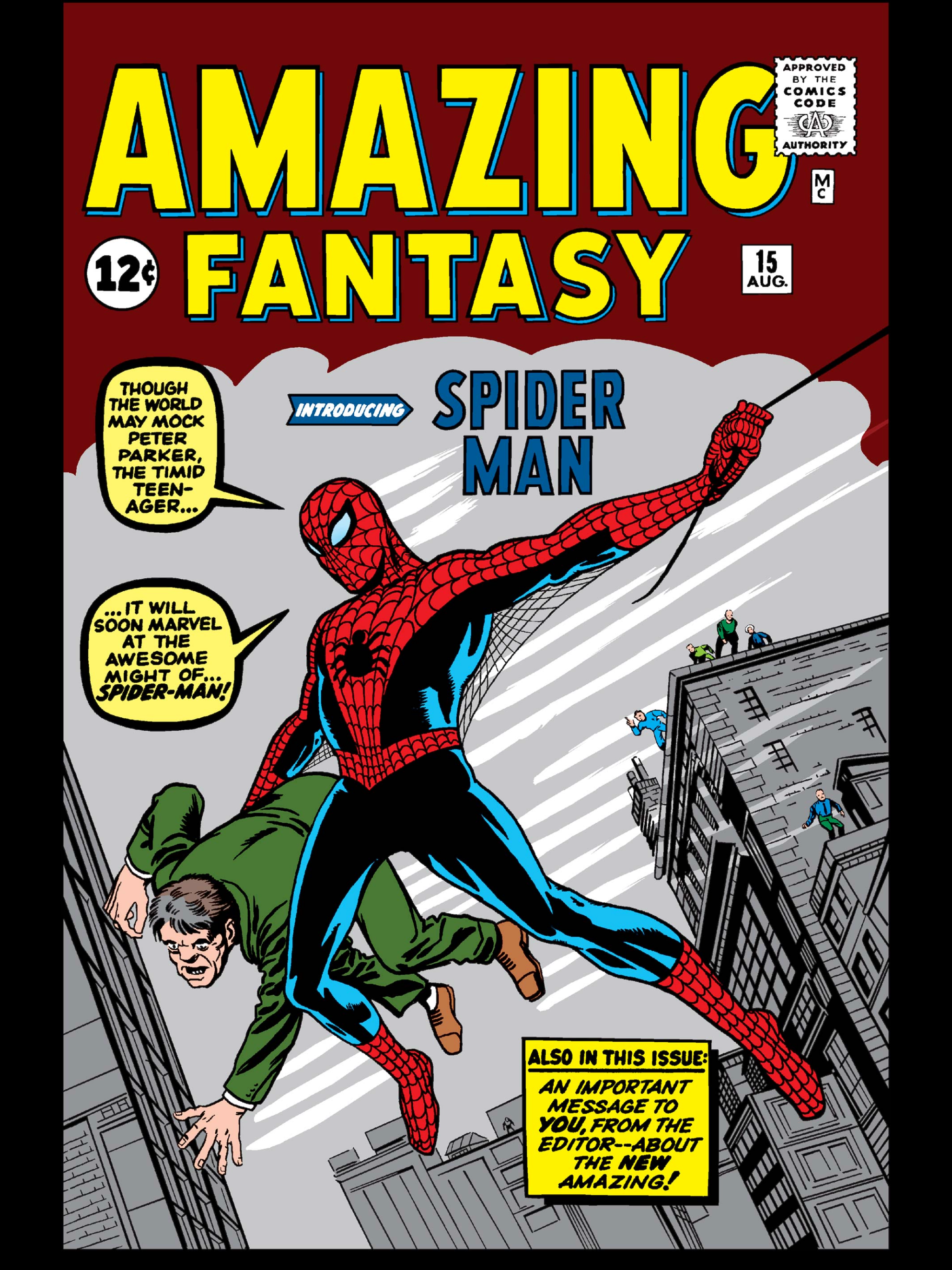 Spider-Man's first appearance in Amazing Fantasy.