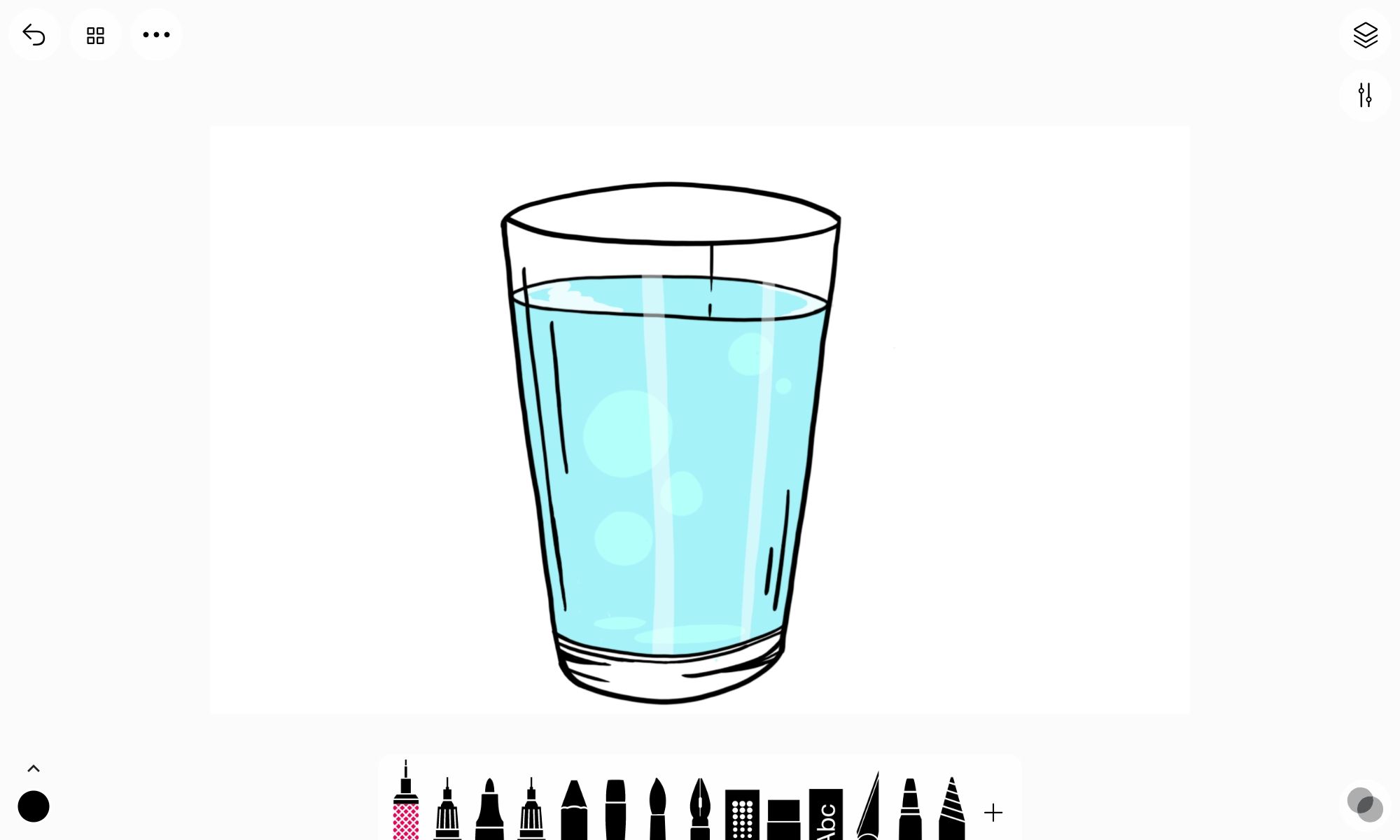 Drawing a glass of water in Tayasui Sketches on Android.