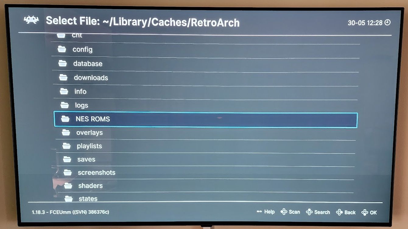 The RetroArch file browser