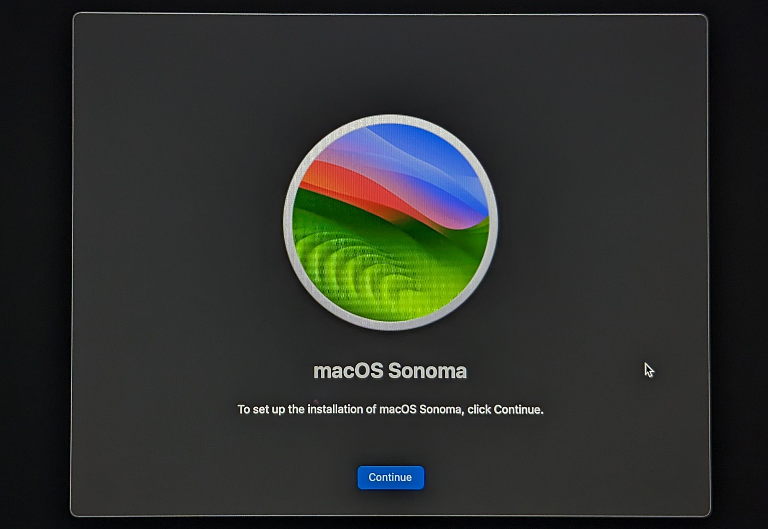 The screen showing how to set up installing macOS through Recovery mode.