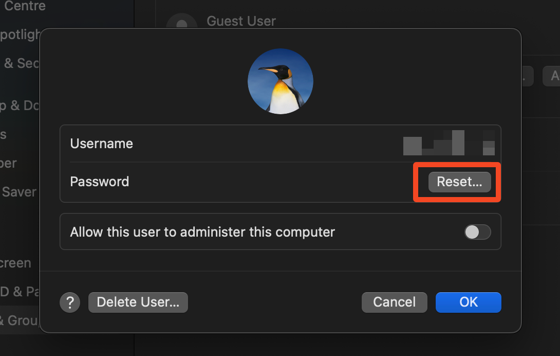 The setting that allows you to reset the password of another user.