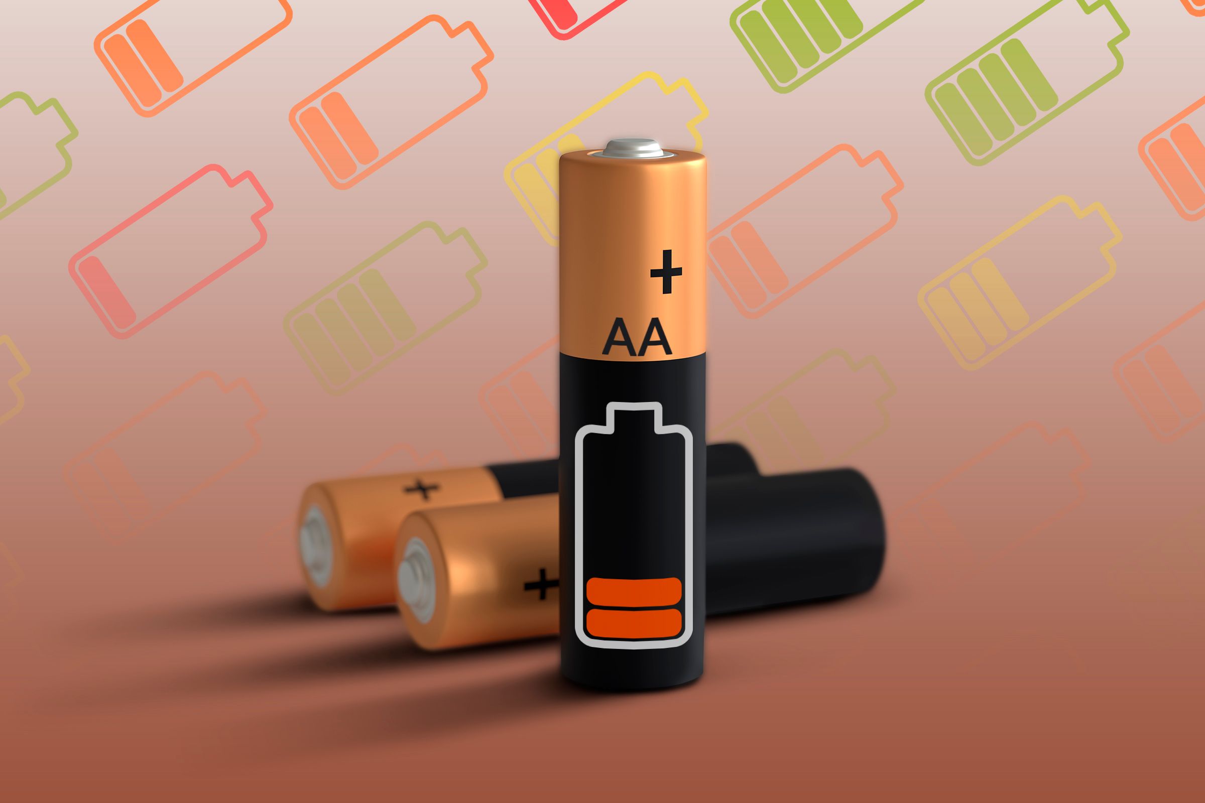 Three AA batteries with a low battery icon