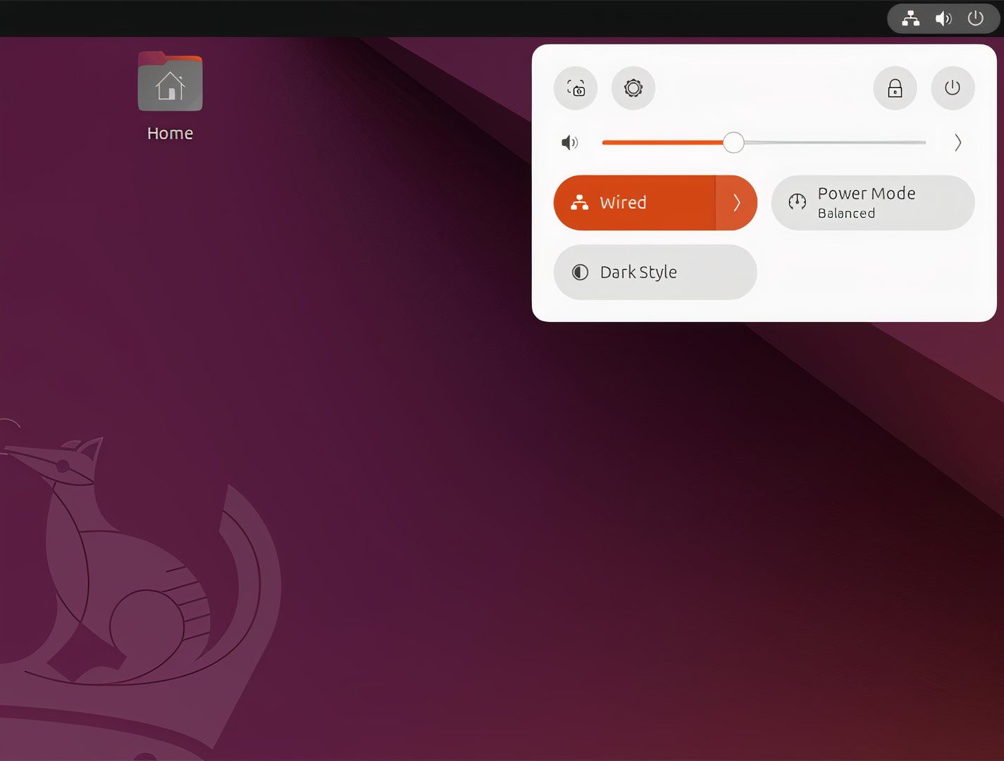 The new Ubuntu 24.04 quick settings area.