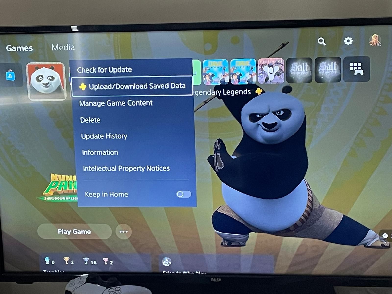 The option to upload save data to the cloud on PS5.