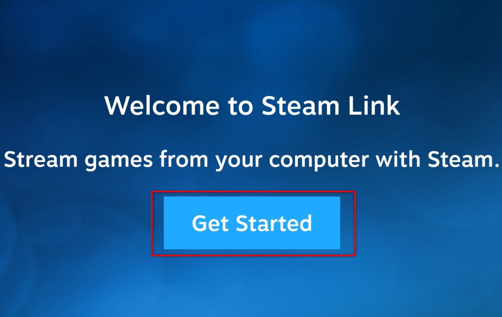 Steam Link welcome screen. 