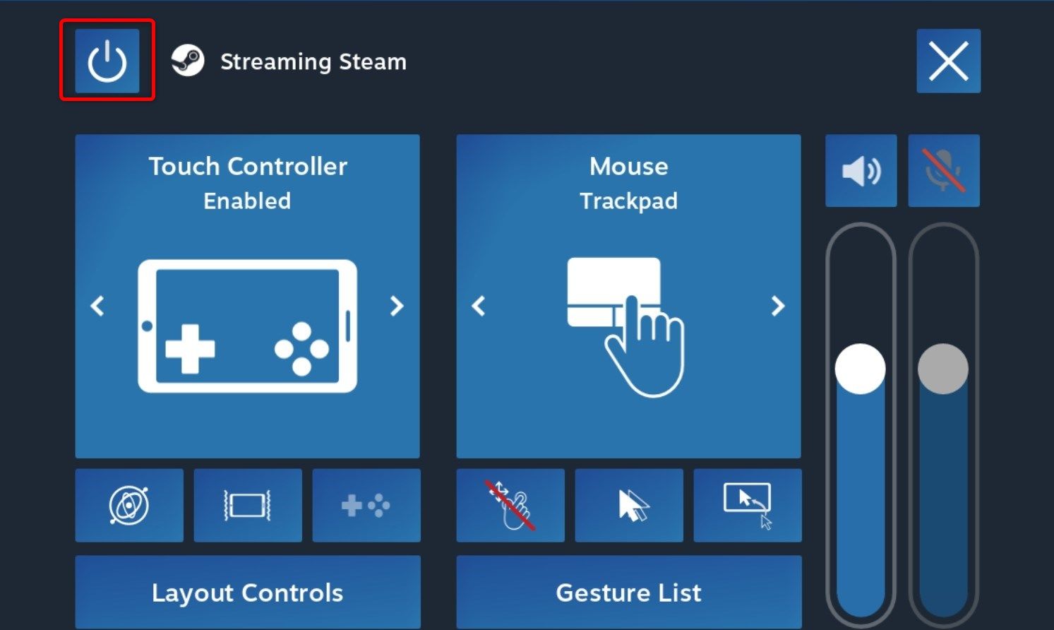 Steam Link Streaming Options menu.