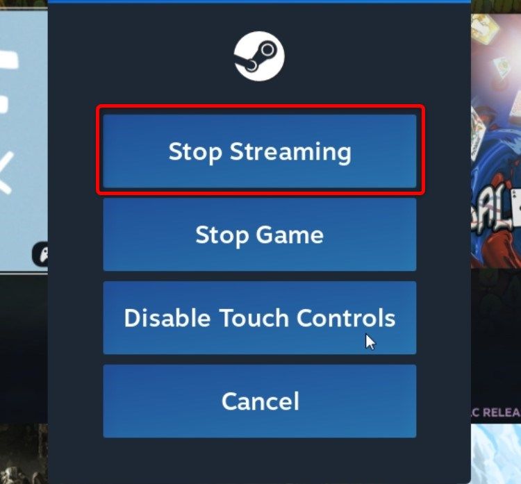 Steam Link Streaming options menu. 