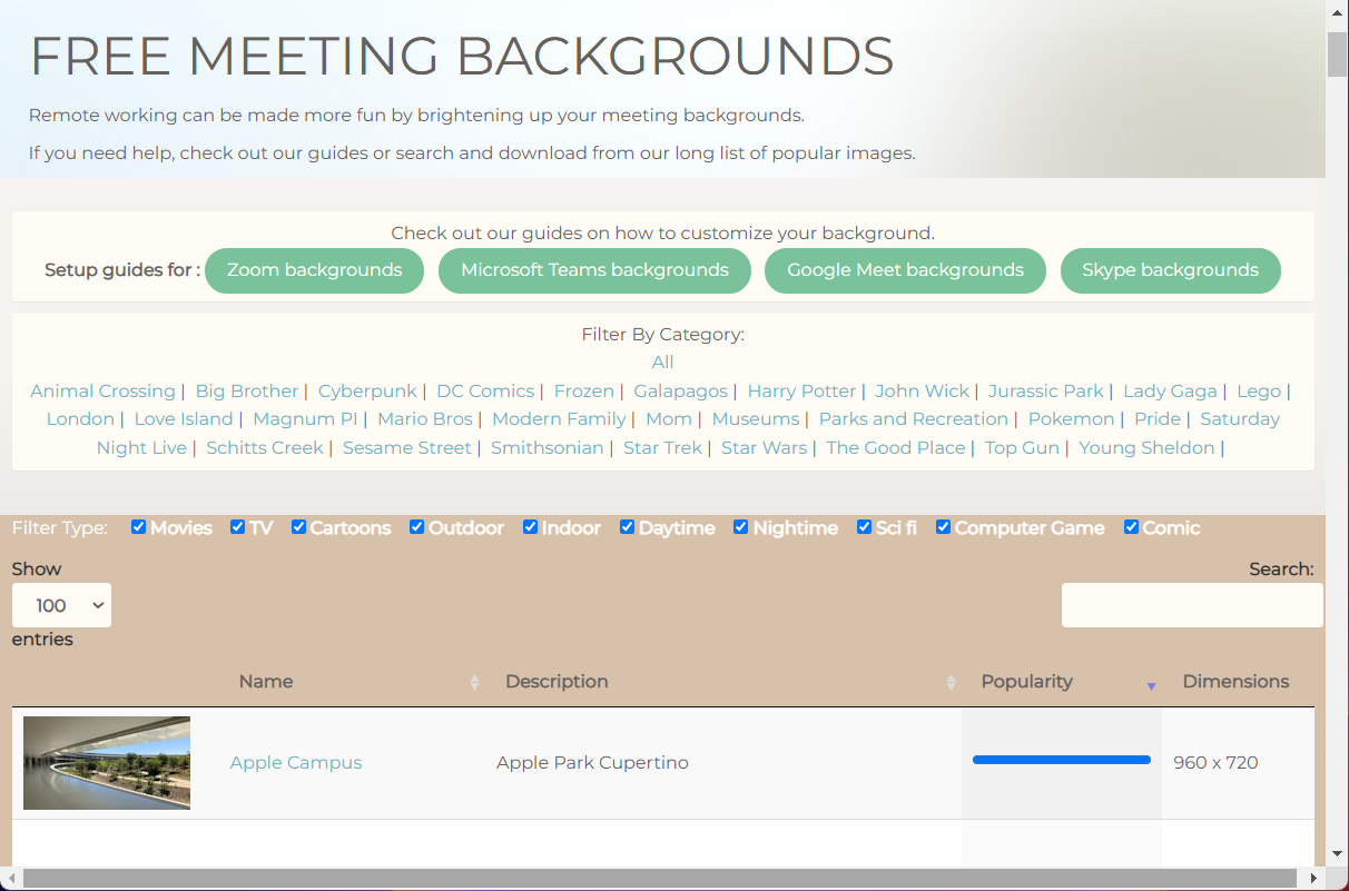 collection of free meeting backgrounds on roomforzoom website