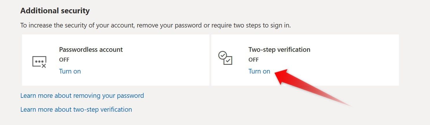 Turning on the 2FA on Microsoft account.