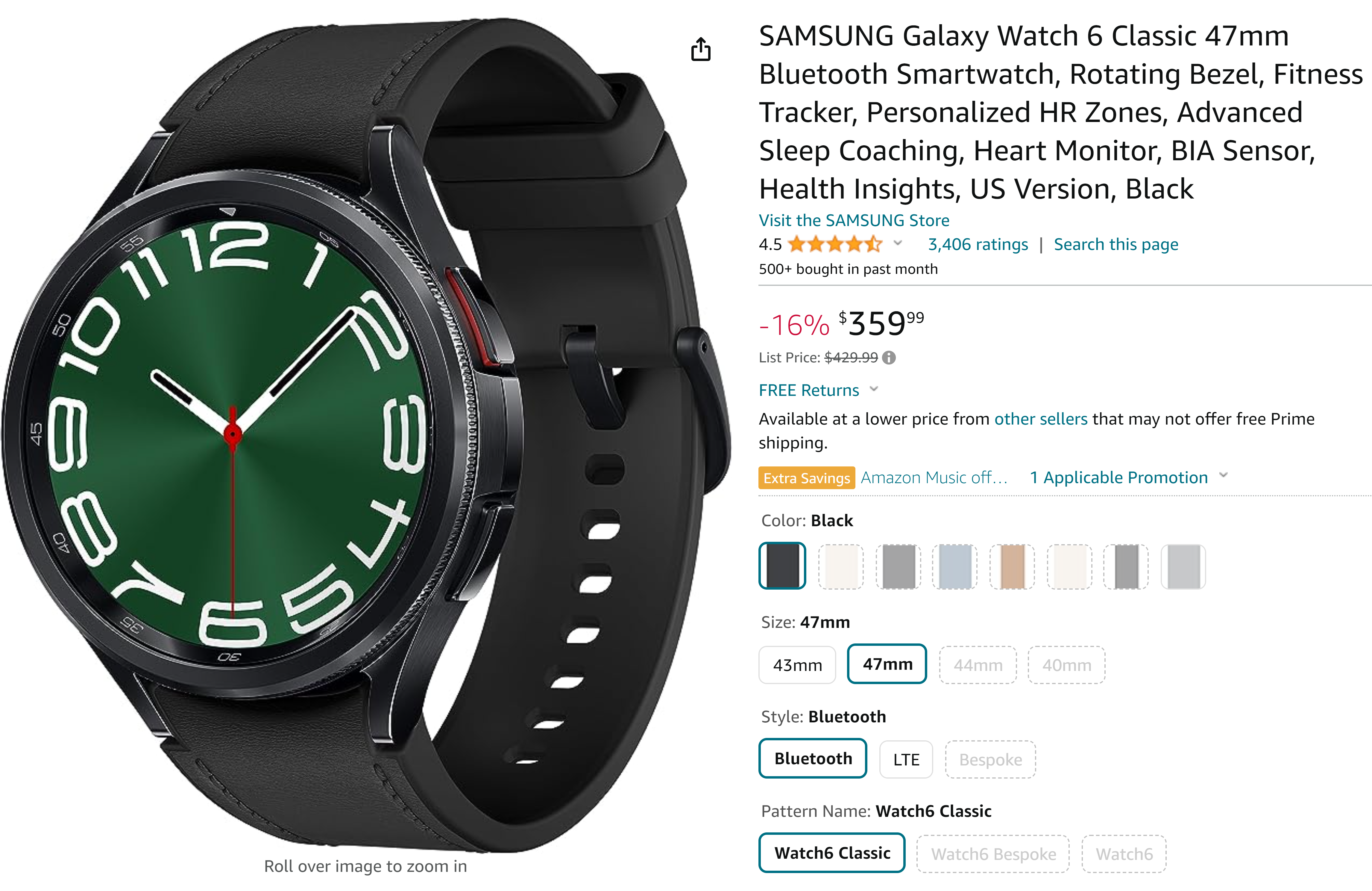 Samsung Galaxy Watch 6 Classic at $350