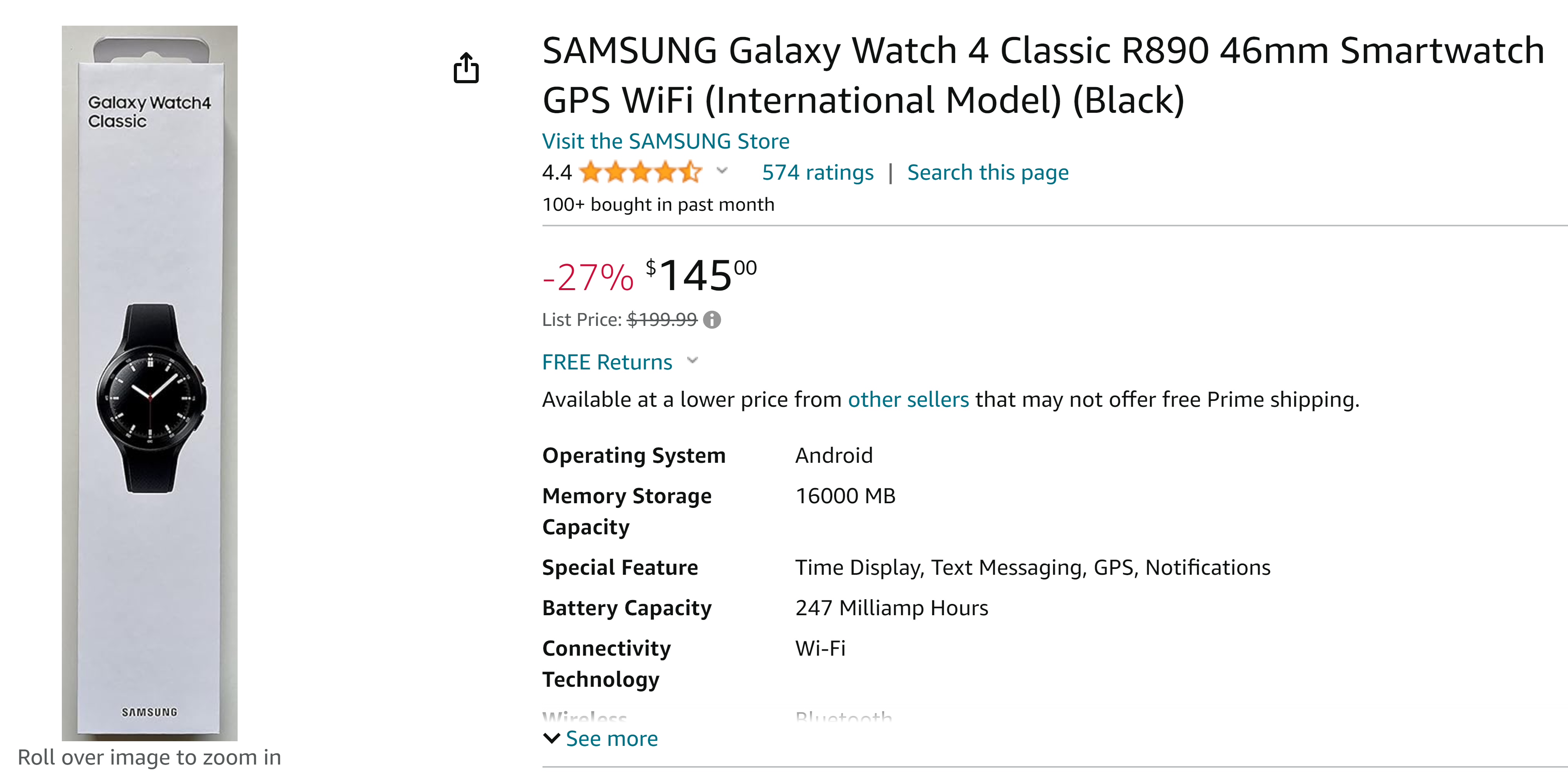 4. Samsung Galaxy Watch 4 Classic at $145