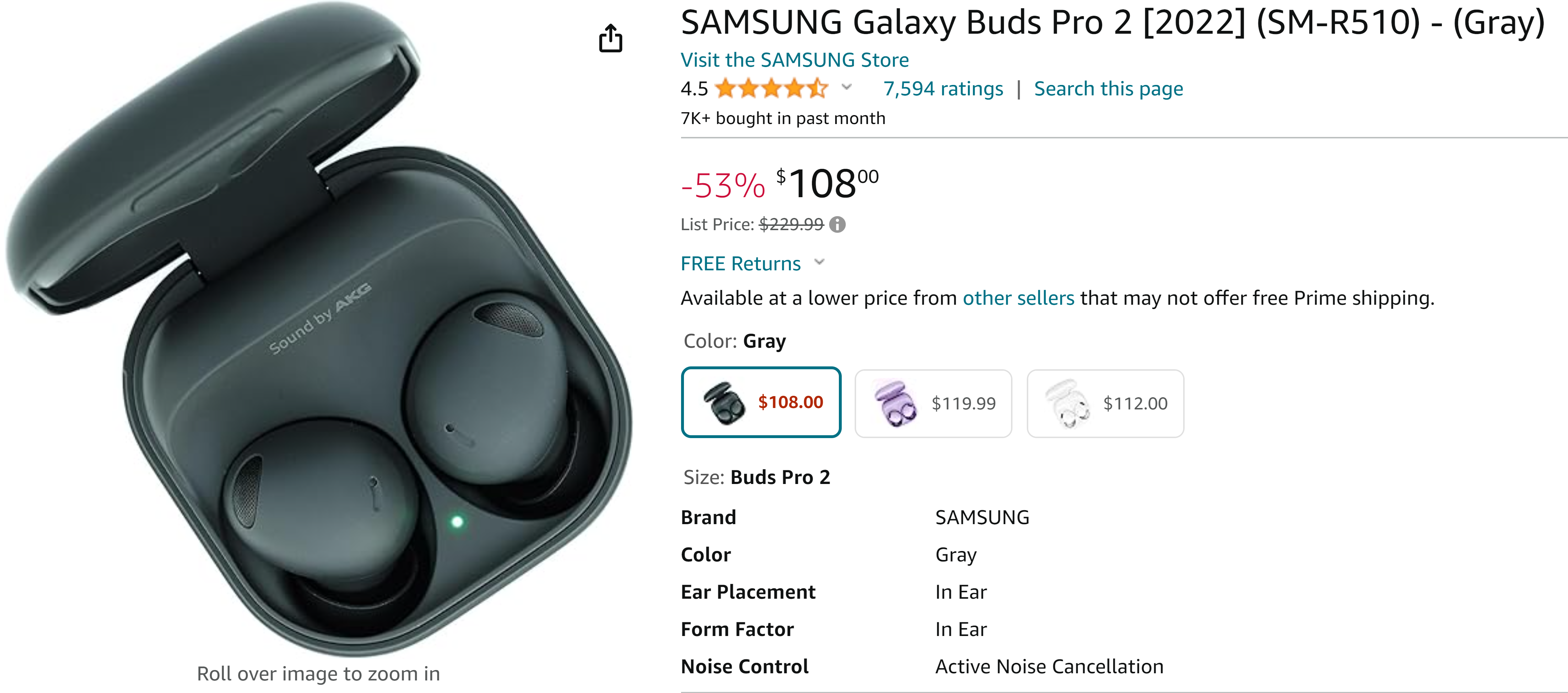 5. Samsung Buds 2 Pro At $108