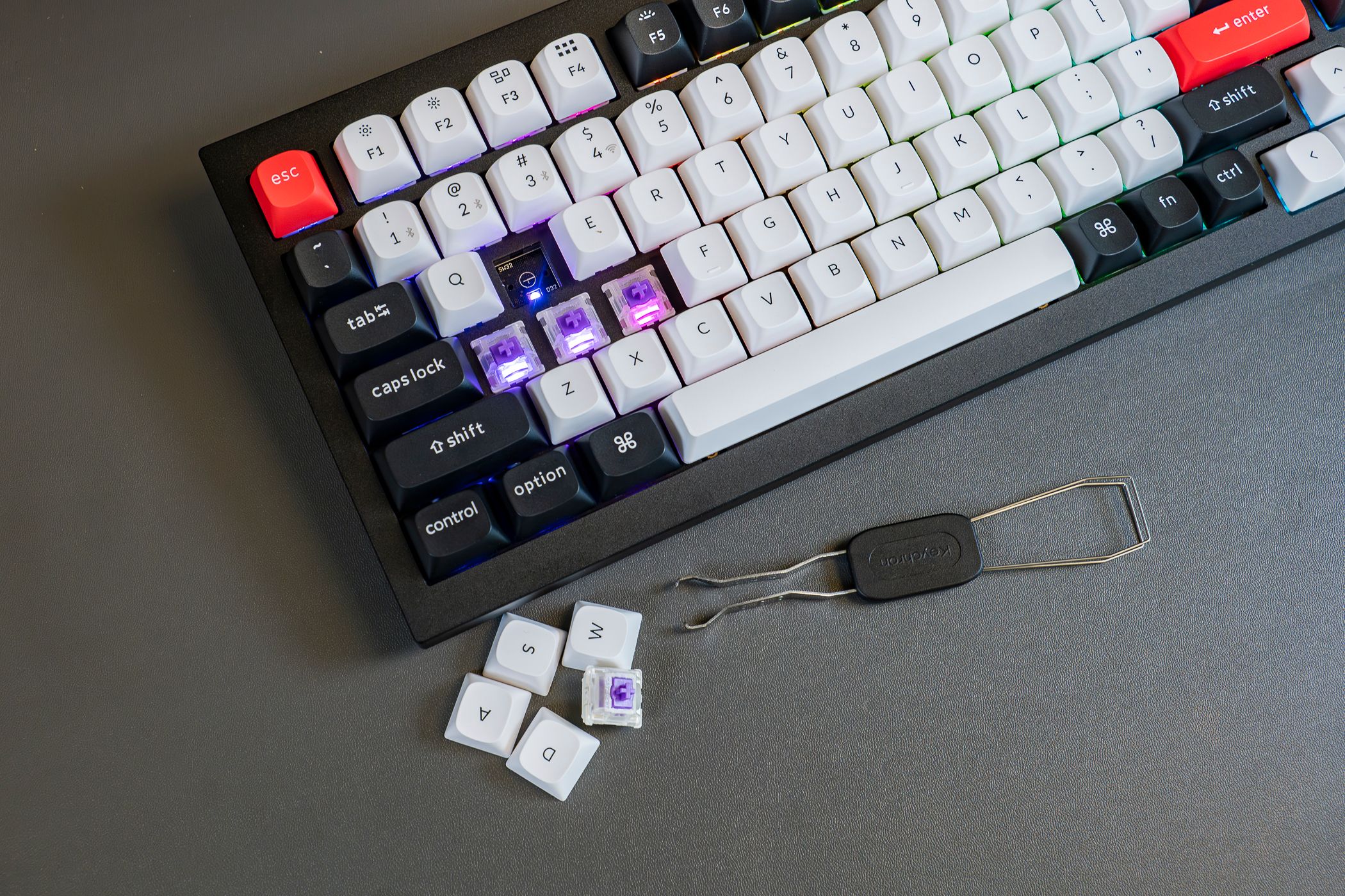 The Keychron Q1 HE -Wireless QMK Custom Magnetic Switch Keyboard with keys removed