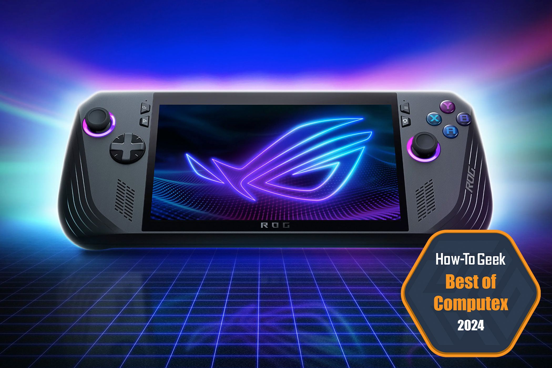 An illustration of the ASUS ROG Ally X with a 'Best of Computex 2024' badge.