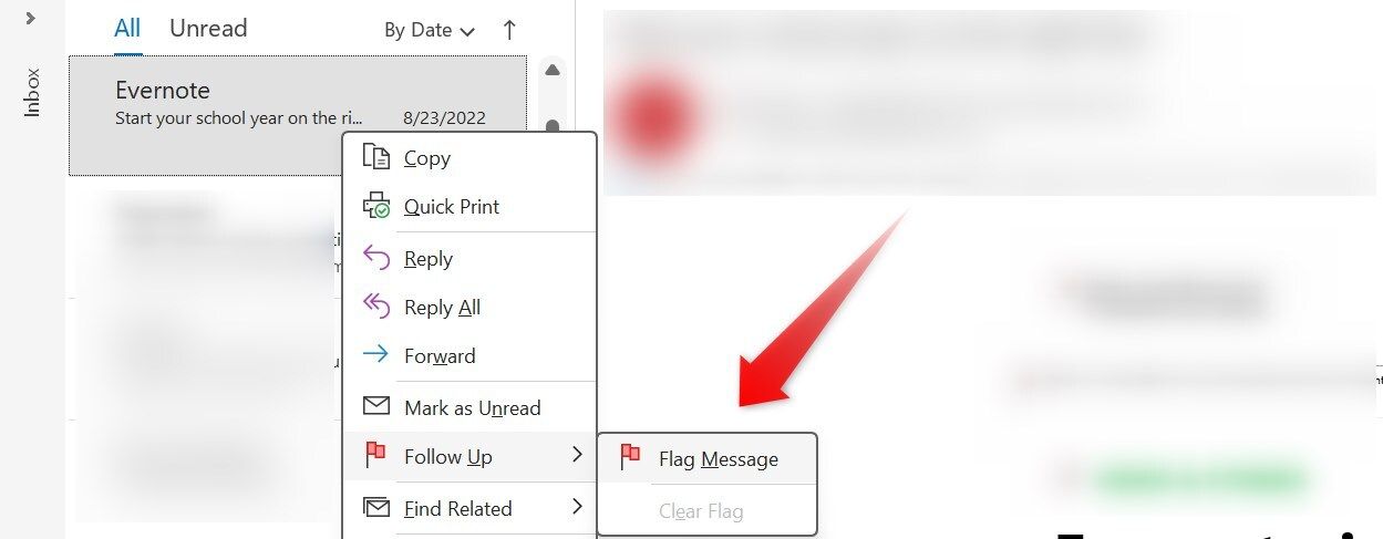 Flagging an email in Outlook.