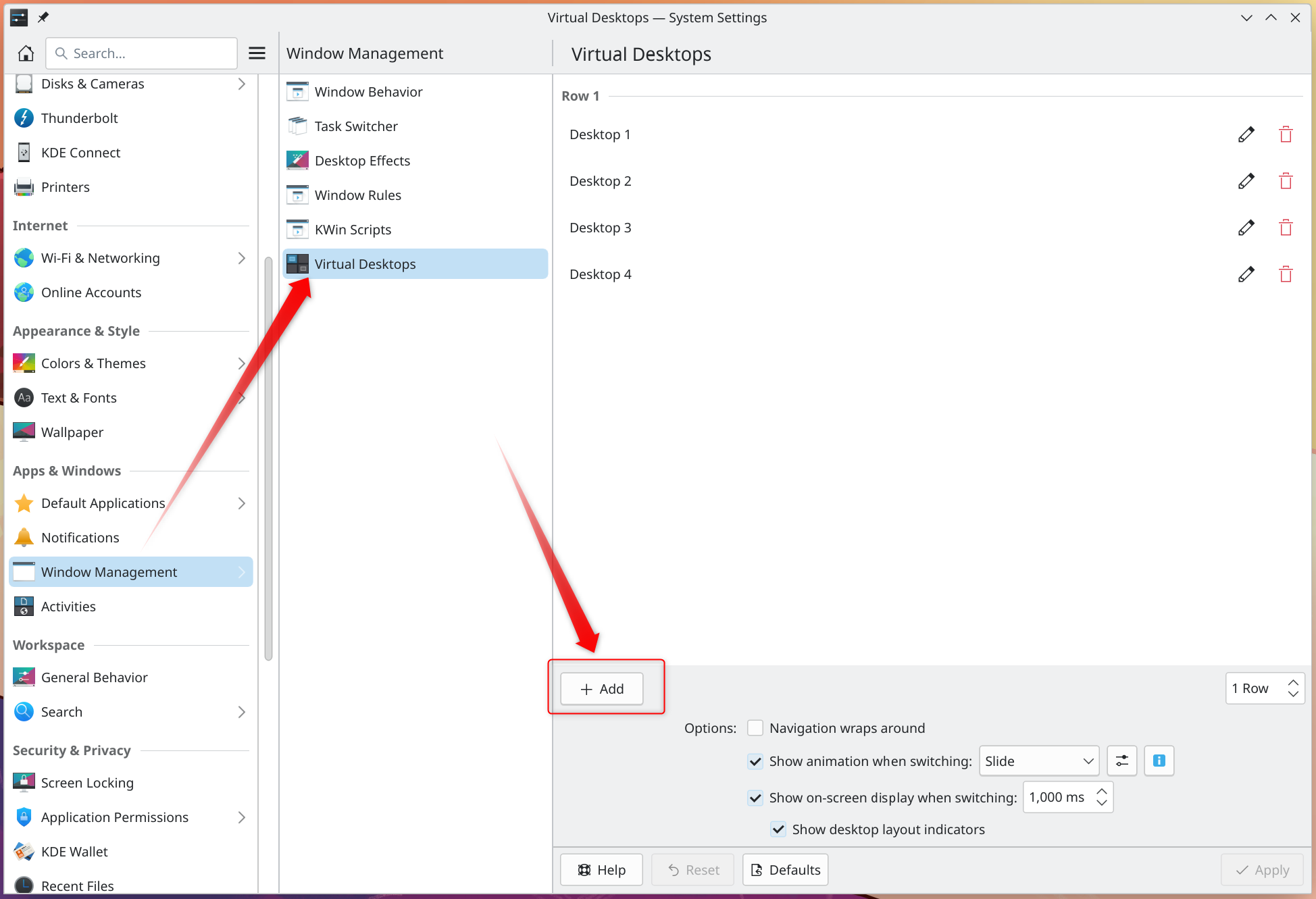 KDE Plasma Virtual Desktop Settings Page