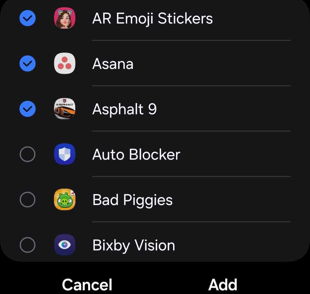 Adding apps to the deep sleeping apps list in Android settings
