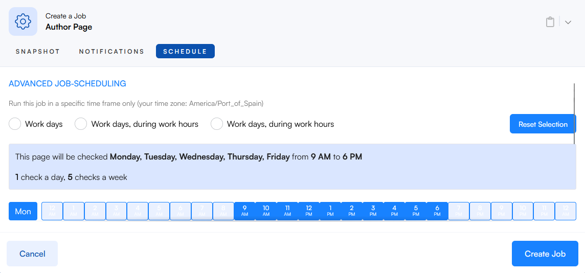 Advanced Job Scheduling on VisualPing