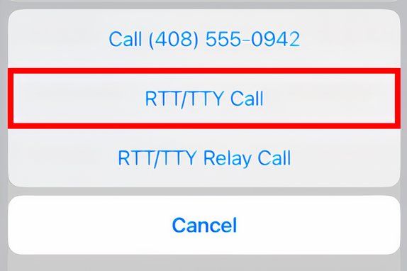RTT call menu on iPhone.