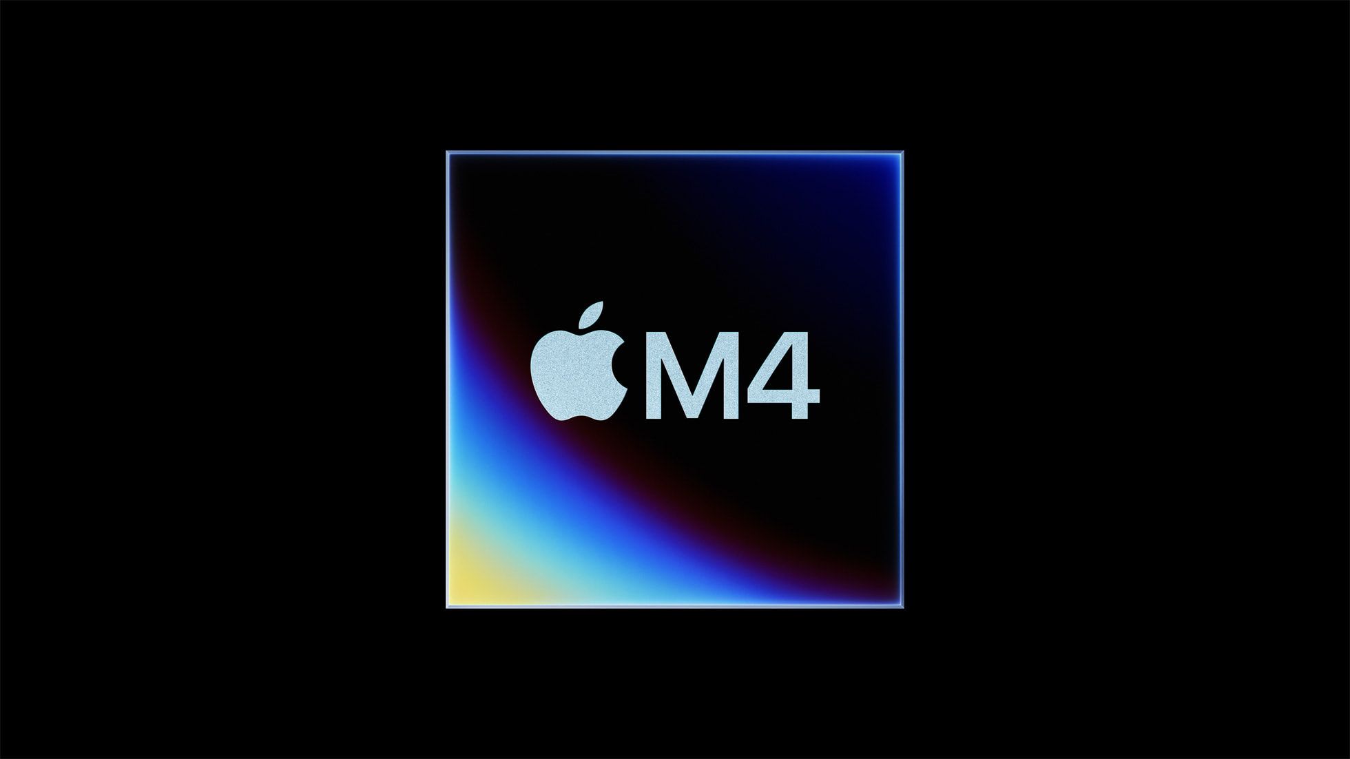 Apple's M4 chip render on a black background.