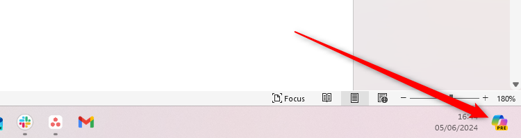 The Copilot icon on the right-hand side of the Windows task bar.