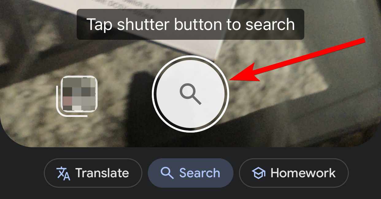 The shutter button when searching with 