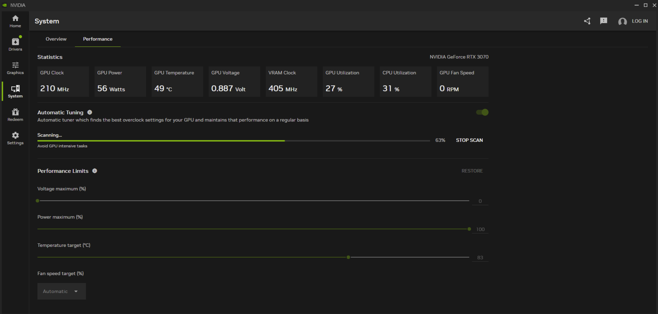 Auto OC process underway in the NVIDIA app. 