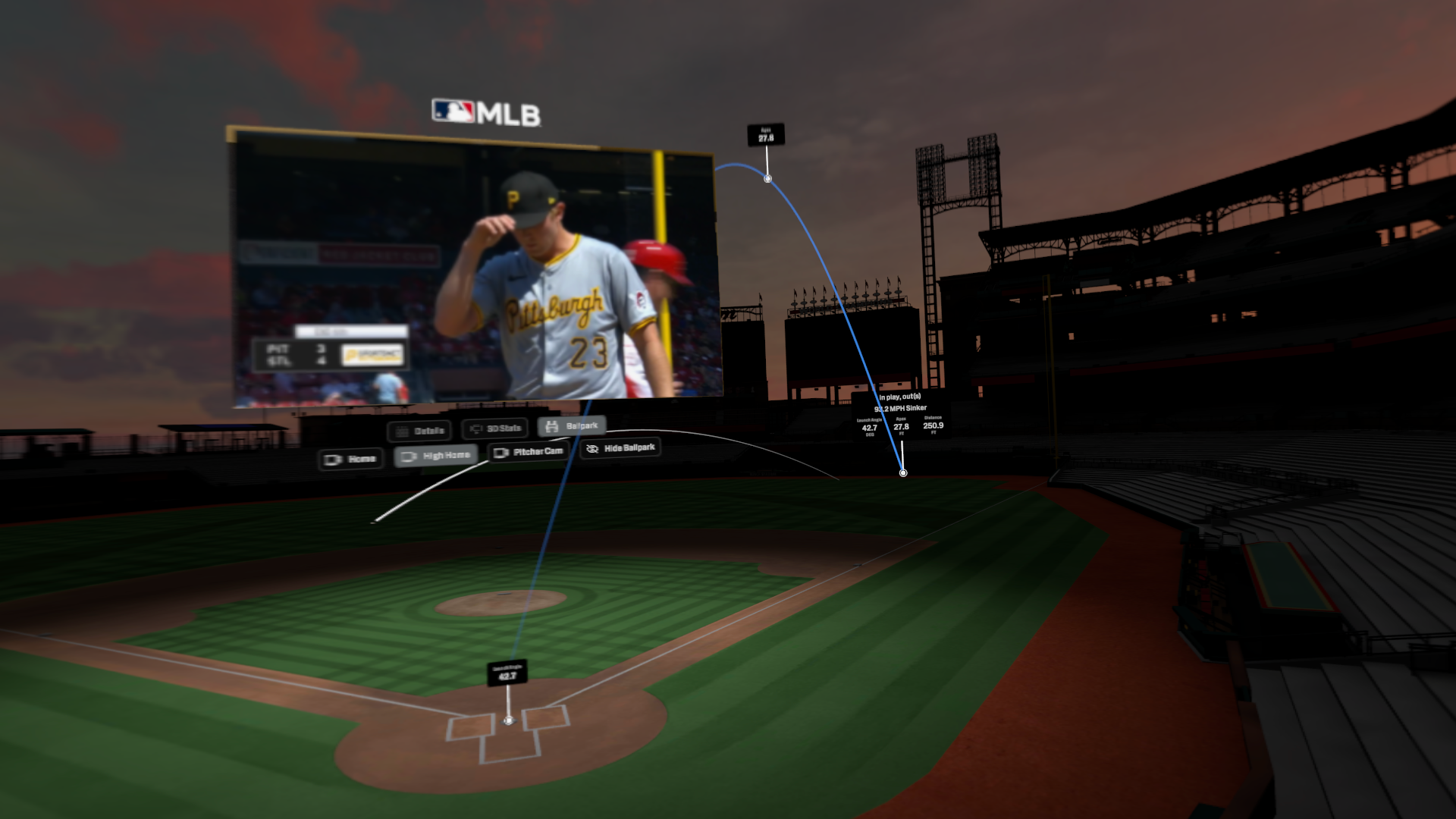 screen shot of baseball in vision pro