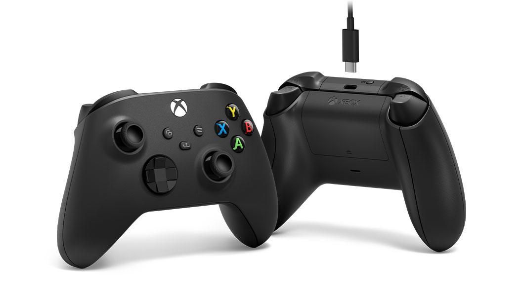 An Xbox Wireless Controller with a USB Type-C cable