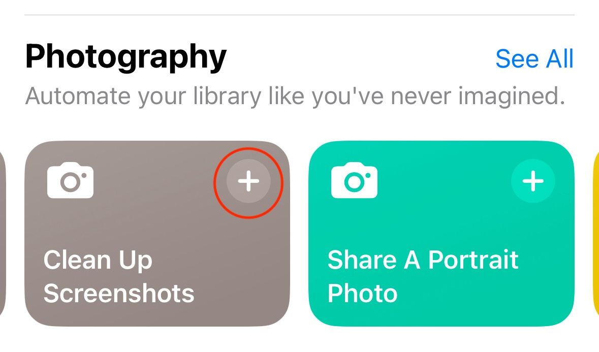 Clean up Screenshots shortcut from the Gallery section of Shortcuts app.