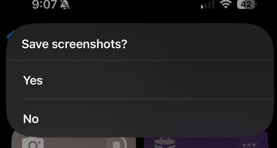 Save or delete screenshot option from Clean up Screenshots shortcut