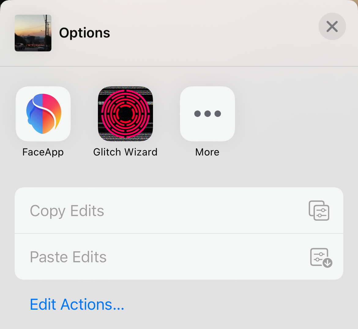 Copy and paste edits or edit a photo with other apps using Photos for iPhone.
