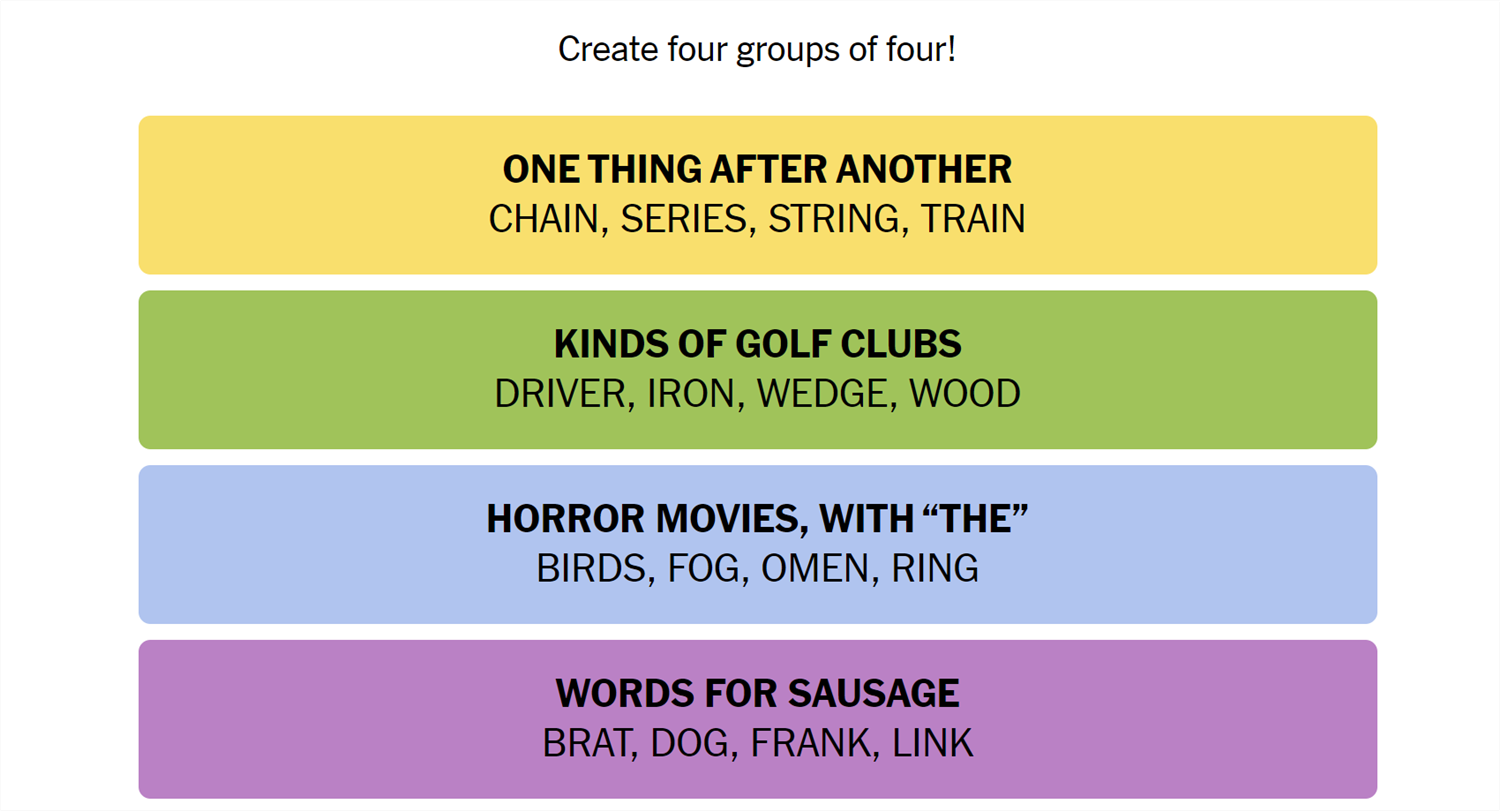 June 22nd Connections groups and words