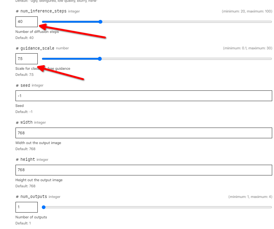 Various input settings for the QR code generator.