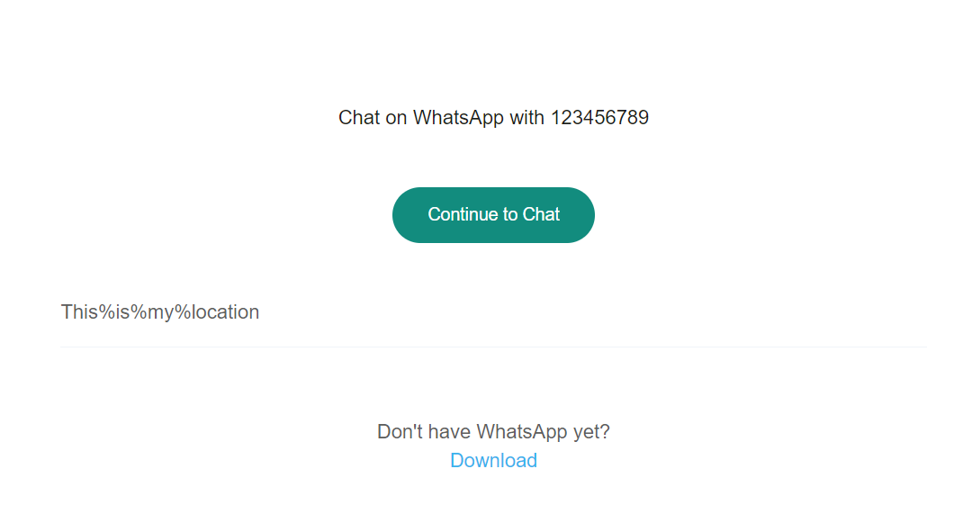 Sending a WhatsApp text to a phone number using a URL.