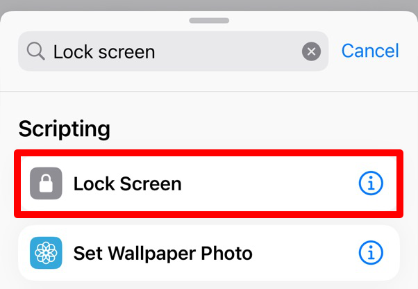 Lock Screen shortcut action on iPhone.