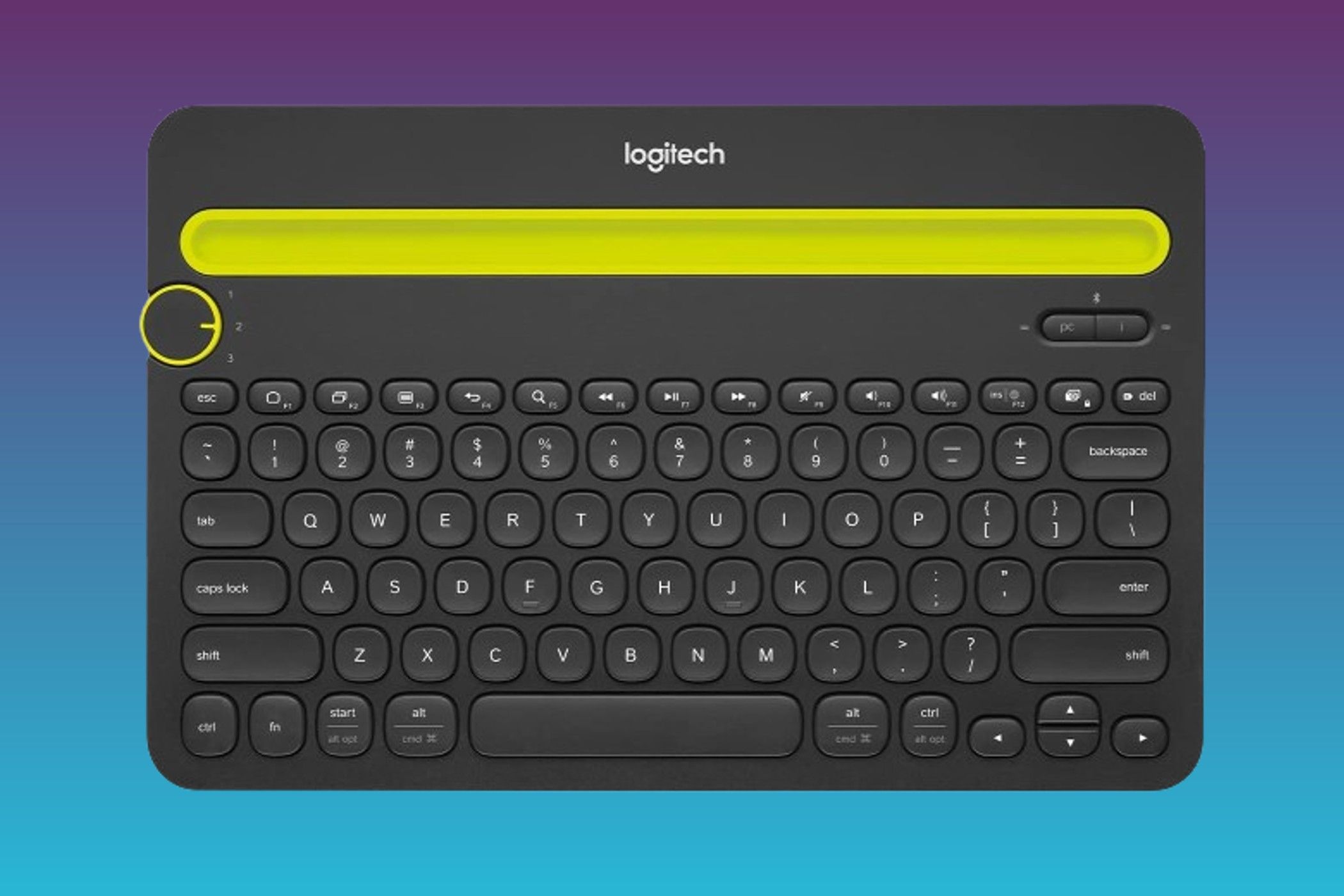 Logitech K480 Keyboard on gradient background