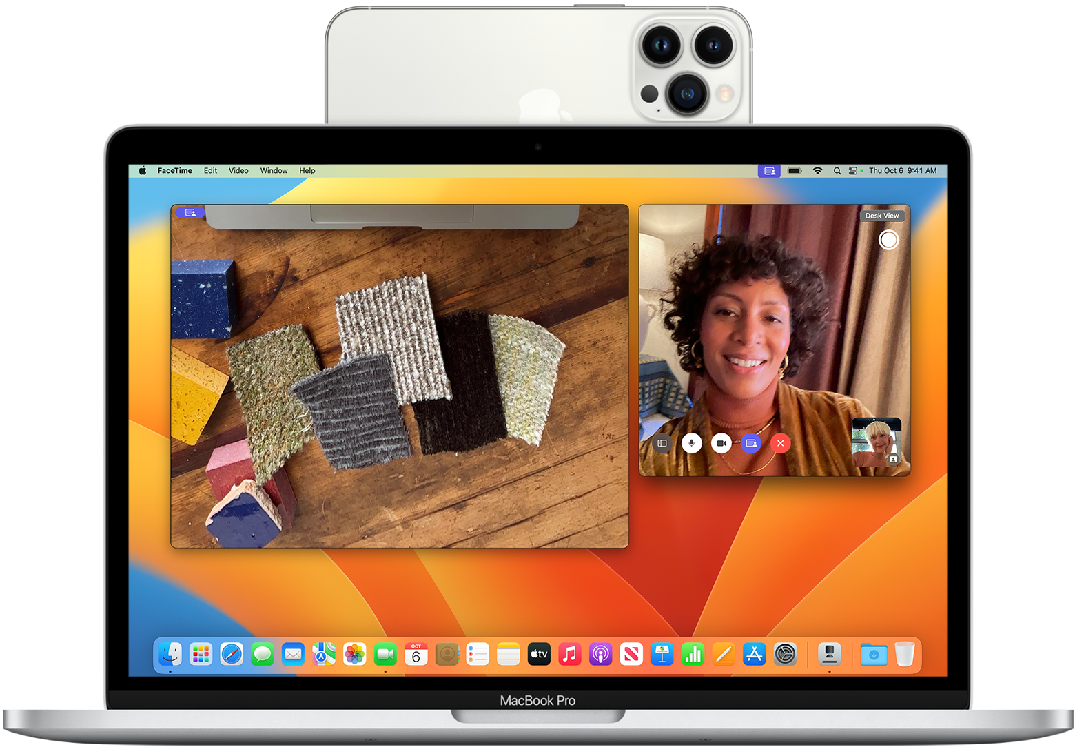 Using an iPhone as a webcam using Continuity Camera for macOS.