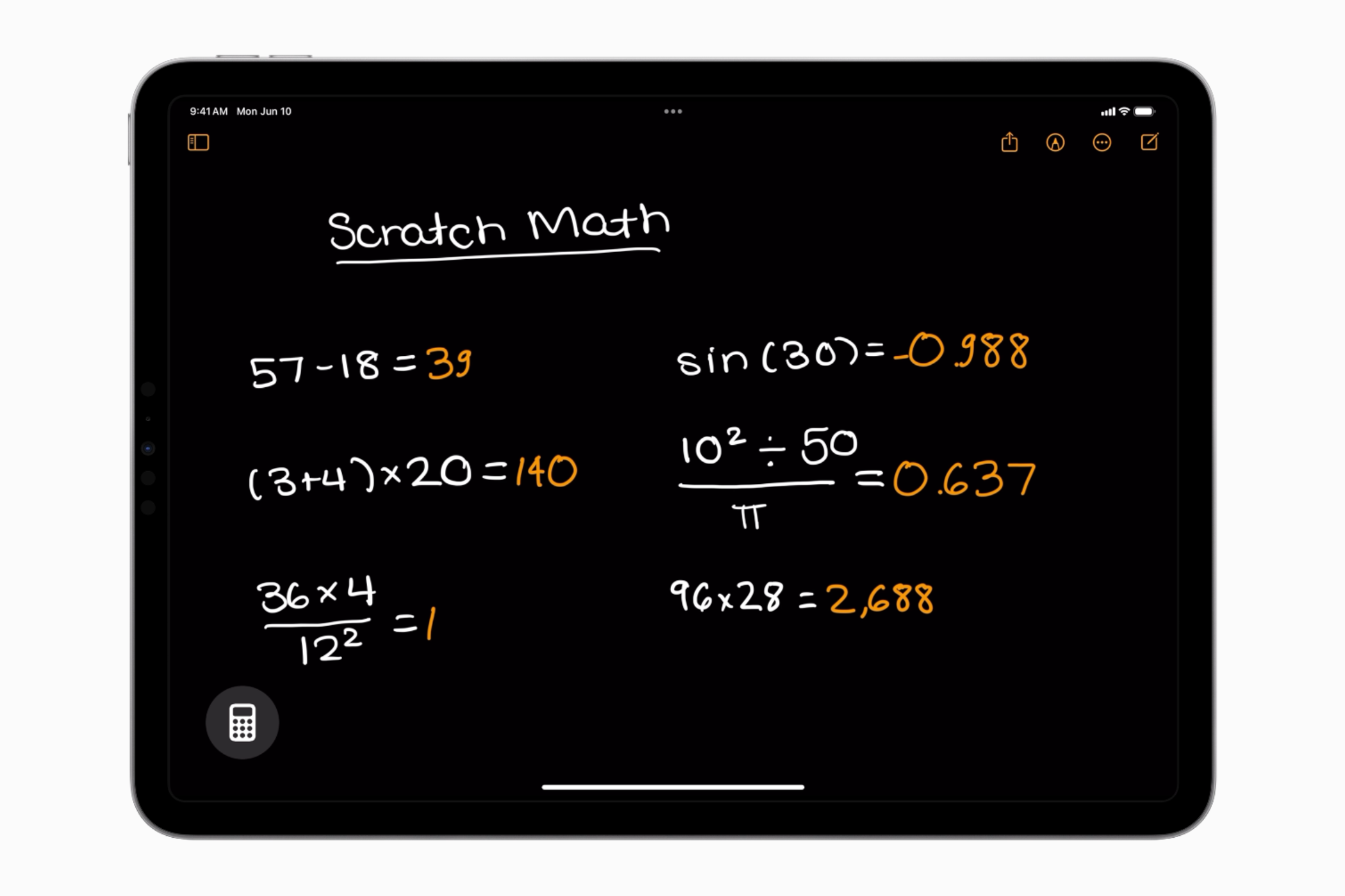 Solving basic math problems with Math Notes on iPadOS18.