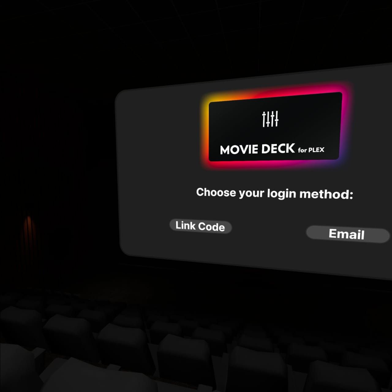 Movie Deck Login Method selection screen.