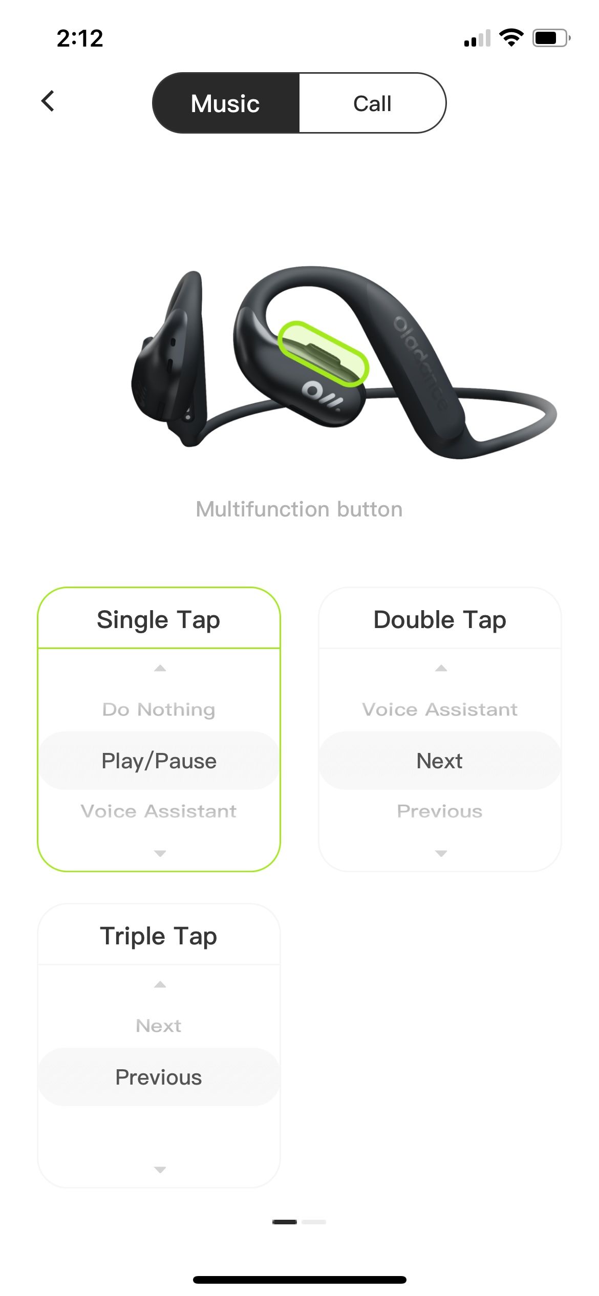 Button customization in the Oladance app