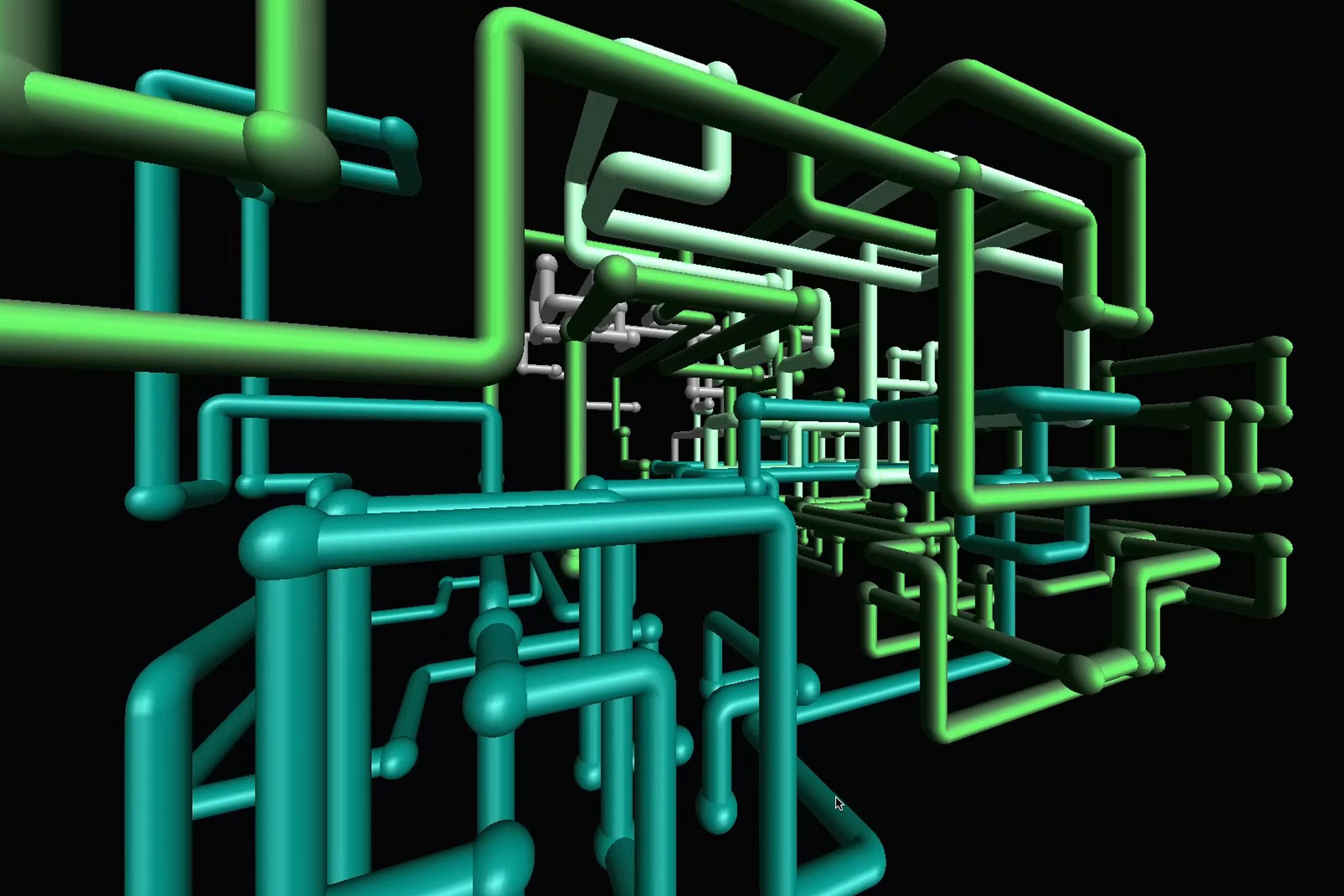 Screenshot of 3D rendered pipes on a dark background.