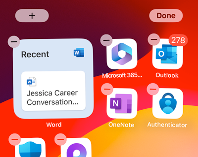 Screenshot of Recents widget, showing a file called Jessica Career Conversation