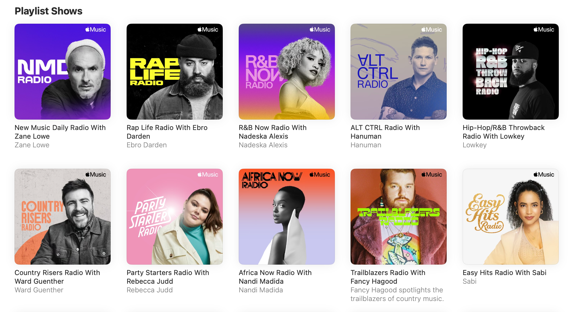 Apple Music playlist radio stations.