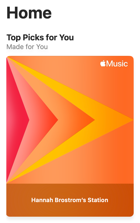 Personal station under "Made for You" tab of Apple Music Radio.