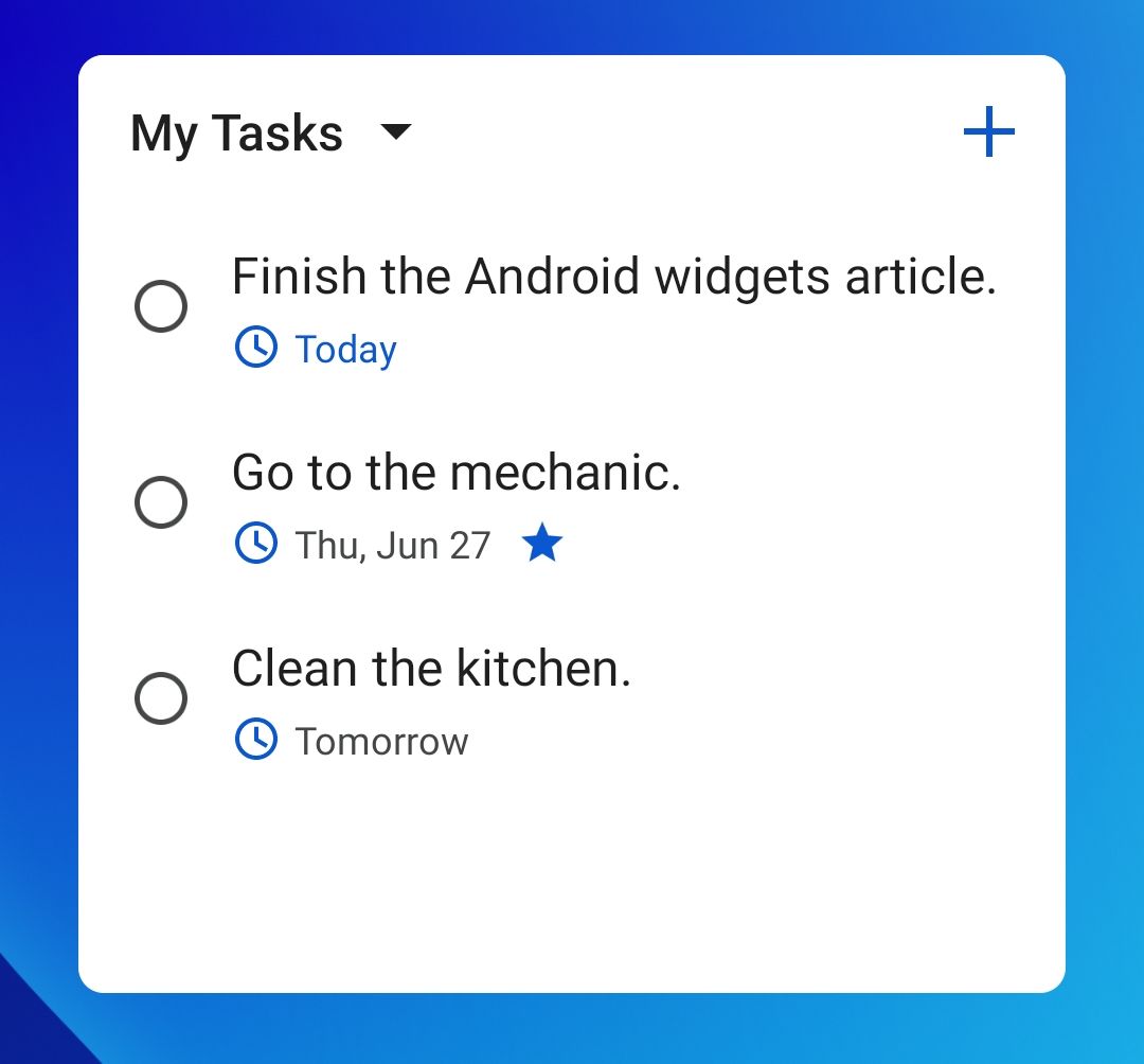 Google Tasks Widget.